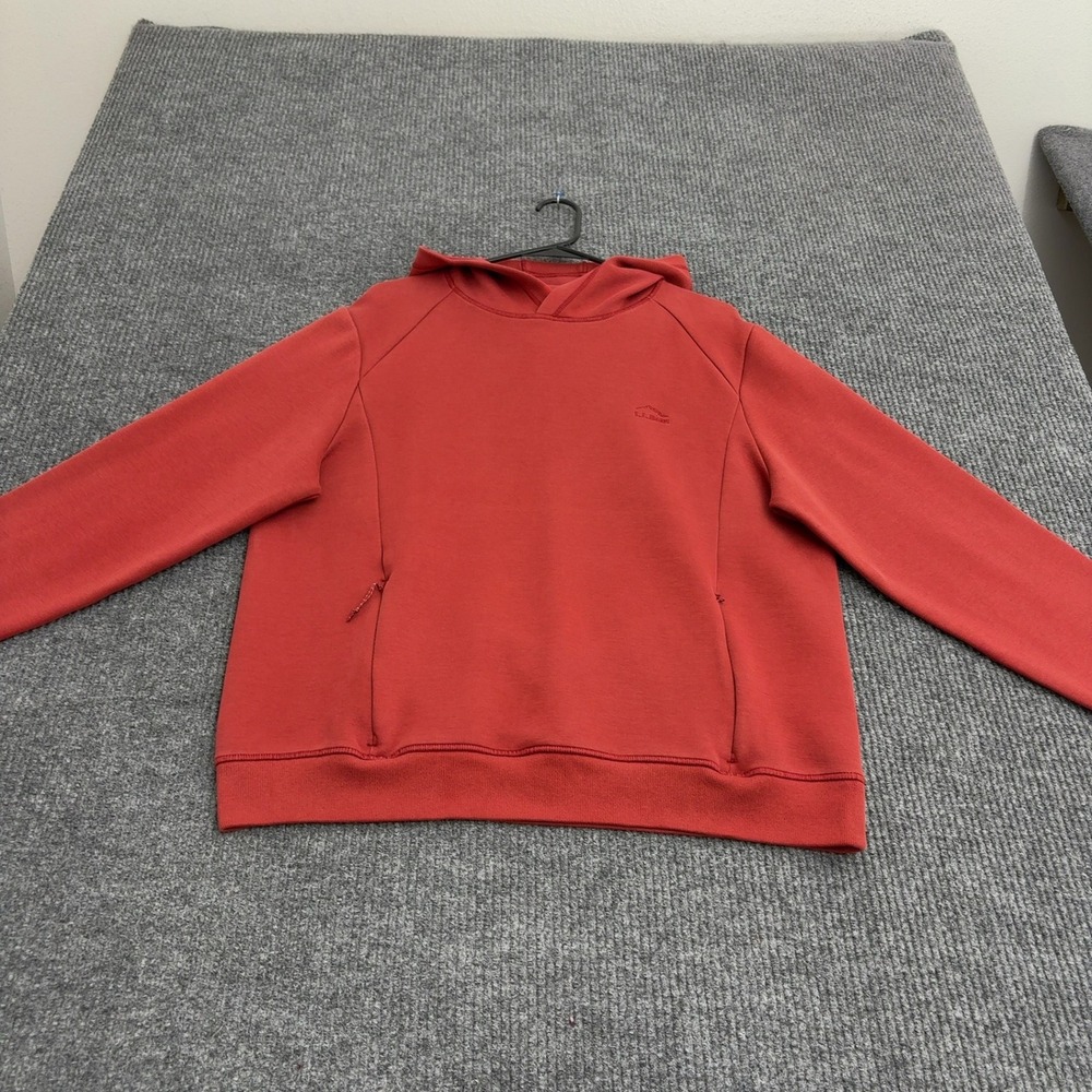 LL Bean Hoodie Mens L Red Cotton Blend Pullover Raglan Sleeve Outdoor Casual